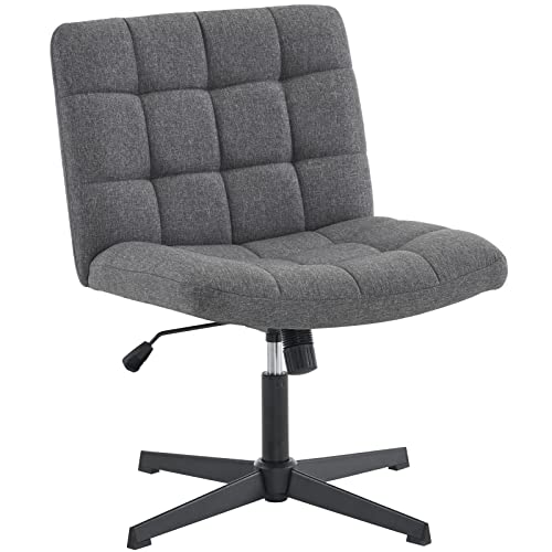 Dark Gray Armless Swivel Desk Chair for Home Office