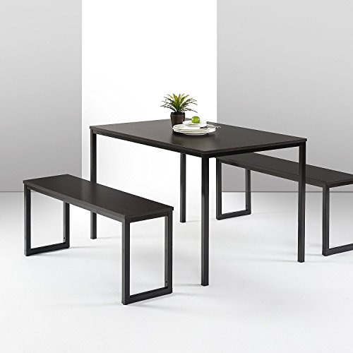 Espresso Modern Dining Table Set with Benches