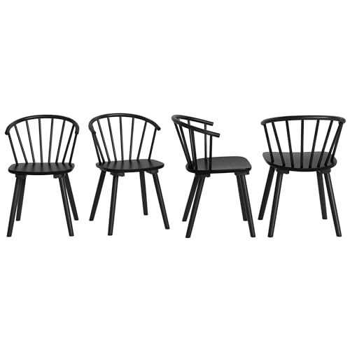 LUE BONA Set of 4 Black Farmhouse Dining Chairs