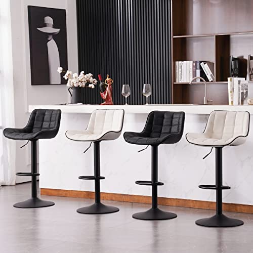 WKGZ INVESTCO Modern Black Bar Stools with Back for Kitchen Islands