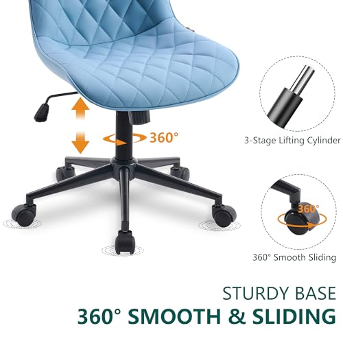 WKGZ INVESTCO Blue Armless Rolling Desk Chair for Home Office