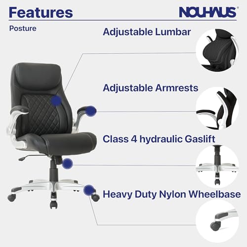 Nouhaus Ergonomic Office Chair with Lumbar Support and Adjustable Armrests (Black)