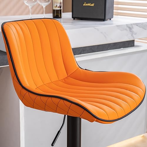Set of 2 Orange Counter Height Bar Stools for Home Kitchen Island