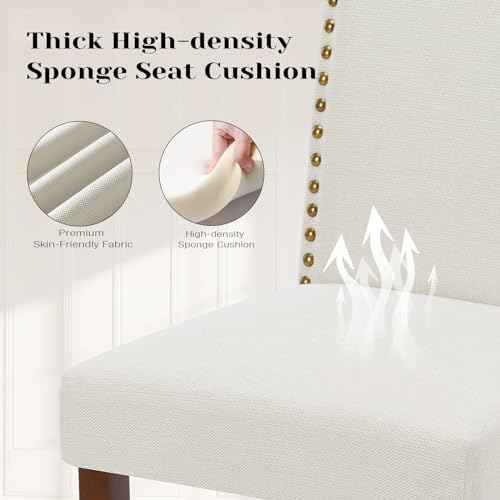 Sweetcrispy Beige Nailhead Trim Mid-Century Modern Dining Chair Set (6 Pieces)
