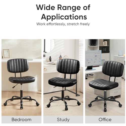 DUMOS Black Height Adjustable Ergonomic Armless Desk Chair