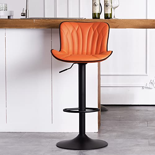 WKGZ INVESTCO 24-Inch Swivel Counter Height Bar Stools with Faux Leather and Metal - Orange