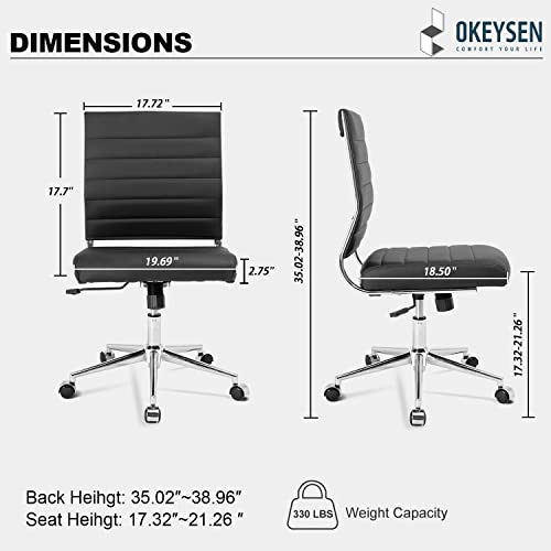 Okeysen Armless Mid Back Leather Office Chair for Conference Rooms