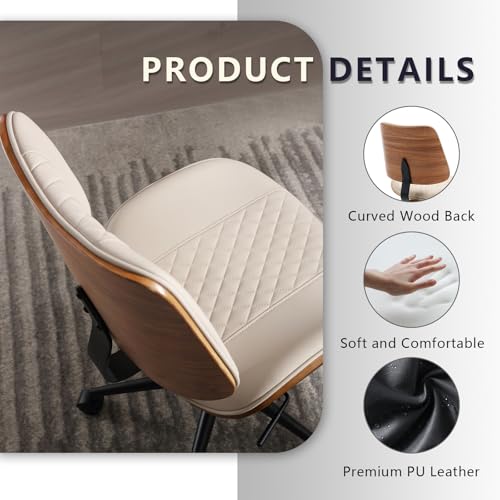 Armless Office Chair with Wheels and Adjustable Height