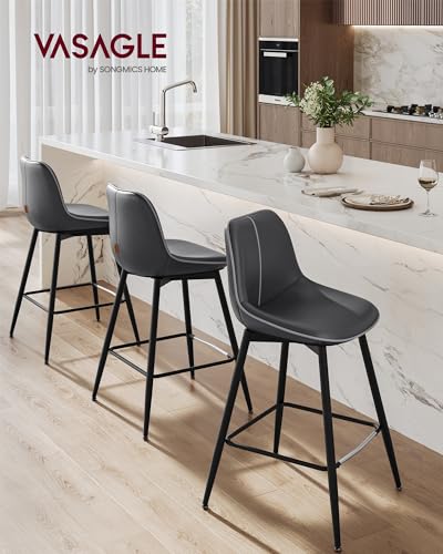 WKGZ INVESTCO Set of 2 Counter Height Bar Stools with Back, 24.4-Inch Tall, Ink Black