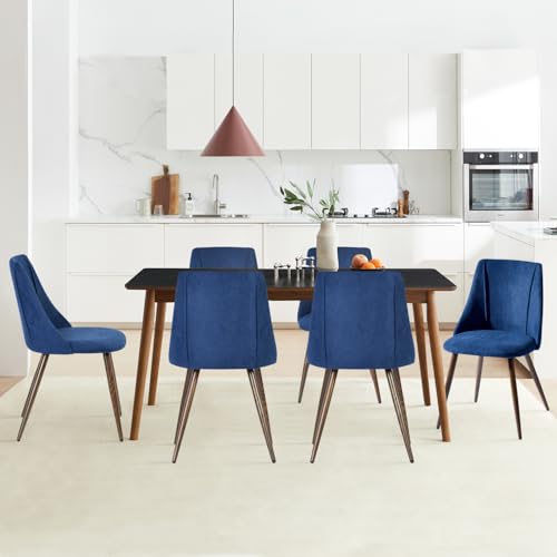 Set of 2 Upholstered Dining Chairs, Dark Blue Accent Chairs for Home and Restaurant