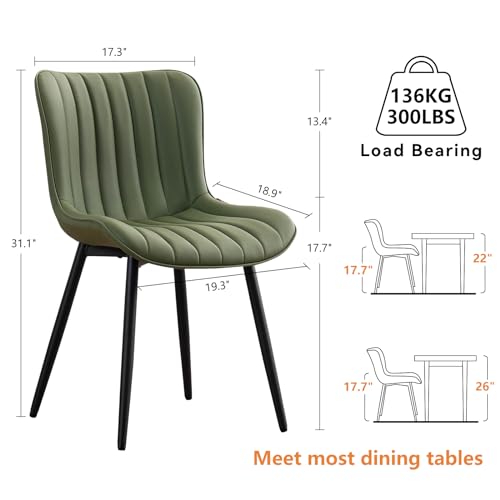 WKGZ INVESTCO Set of 2 Olive Green Mid-Century Modern Armless Dining Chairs