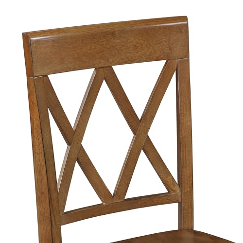 DUHOME Set of 2 Farmhouse Dining Chairs with Cross Back, Walnut Finish