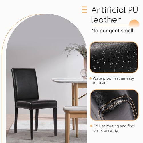 Set of 4 Upholstered PU Leather Dining Chairs for Home Kitchen Restaurant