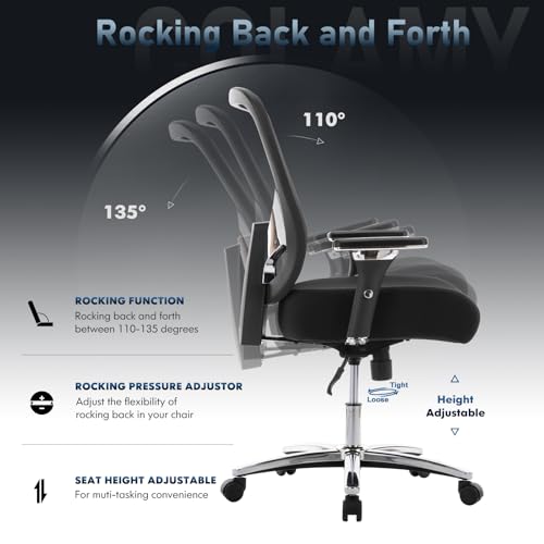 COLAMY Heavy Duty Office Chair - 500lbs Capacity, Black