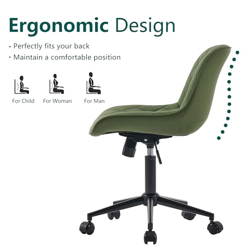 Armless Desk Chair for Home Office with Wheels - Olive
