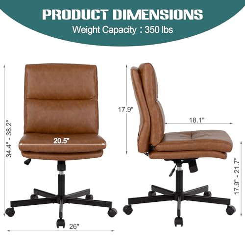 Armless Office Desk Chair with Wheels for Home and Office Use