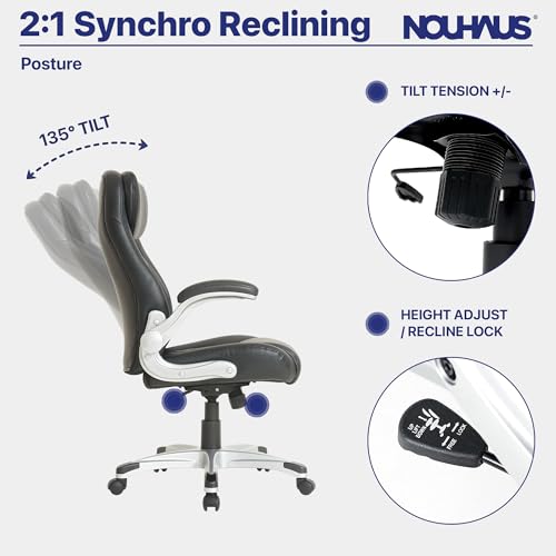 Nouhaus Black Ergonomic Office Chair with Lumbar Support