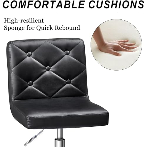 VECELO PU Leather Mid-Back Armless Desk Chair - Adjustable Height & 360° Swivel for Home Office