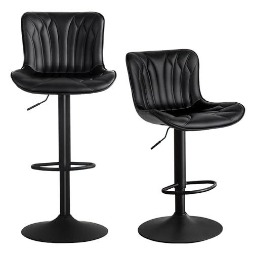 WKGZ INVESTCO 2-Pack Black Adjustable Swivel Bar Stools - Kitchen Island Modern Design
