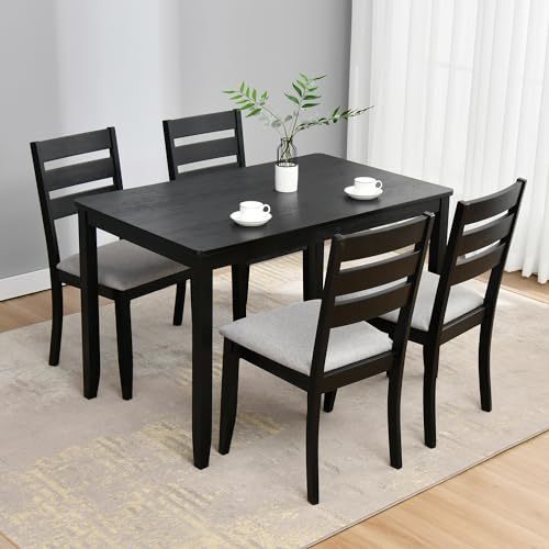 Black Ladder Back Wooden Dining Chairs with Upholstered Seat (Ideal for Restaurants)