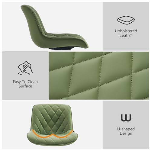 Armless Desk Chair for Home Office with Wheels - Olive
