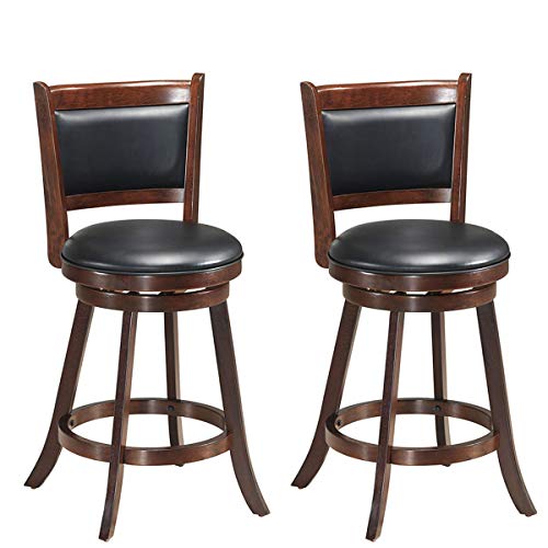 Brown & Black 24" Counter Height Swivel Barstools Set of 2