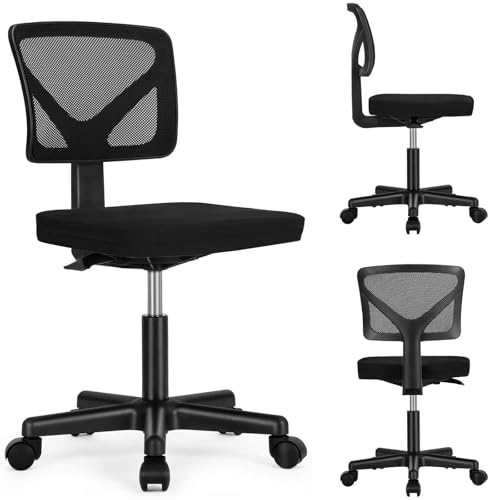 Elevon Armless Ergonomic Desk Chair - Adjustable Rolling Mesh Chair for Small Spaces