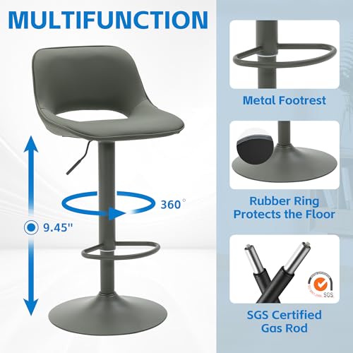 Modern Swivel Barstools Set of 2 for Kitchen Island, Olive Green