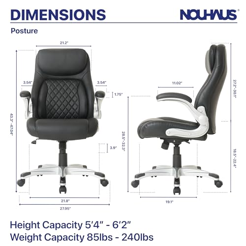 Nouhaus Ergonomic Office Chair with Lumbar Support and Adjustable Armrests (Black)