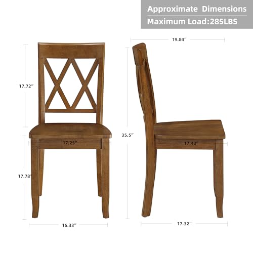 DUHOME Set of 2 Farmhouse Dining Chairs with Cross Back, Walnut Finish