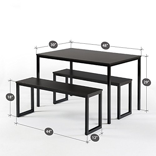Modern Dining Table Set with Benches - Espresso