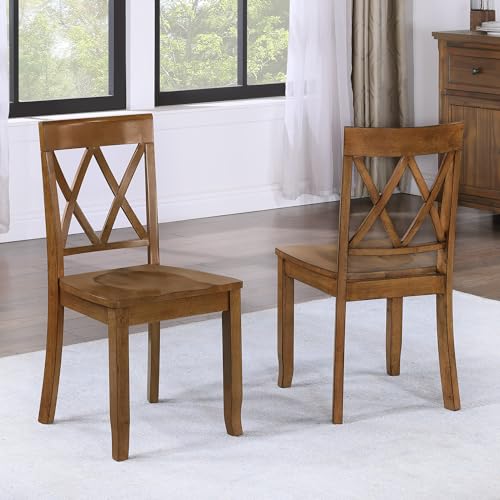 DUHOME Set of 2 Farmhouse Dining Chairs with Cross Back, Walnut Finish