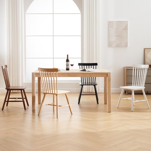 Set of 6 Classic Windsor Farmhouse Chairs – Black Spindle Back Solid Wood Dining Room Chairs for Home and Restaurant
