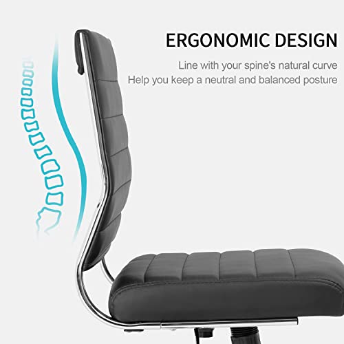 Okeysen Armless Mid Back Leather Office Chair for Conference Rooms