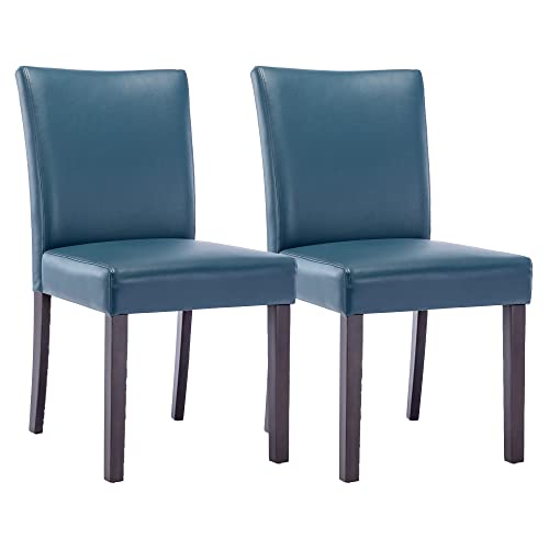 Blue Upholstered Armless Dining Chairs, Set of 2 - for Kitchen & Dining Room