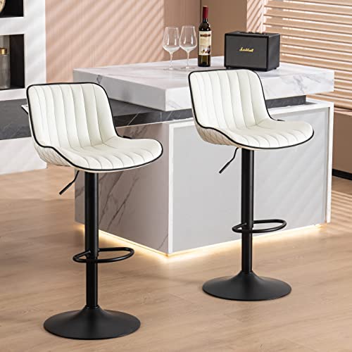 Modern White Bar Stools for Kitchen Island (Set of 2)