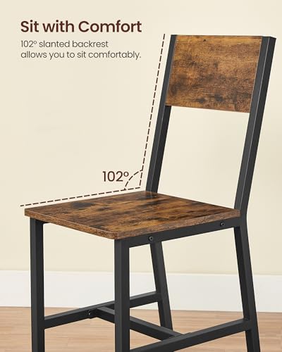 WKGZ INVESTCO Rustic Dining Chair Set of 4 - Easy Assembly, Comfortable Modern Farmhouse Design for Kitchen, Bedroom, Living Room - Rustic Brown and Ink Black