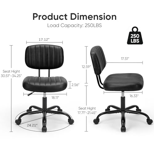 Armless Home Office Desk Chair for Small Spaces