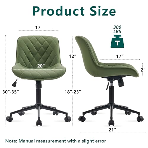 Armless Desk Chair for Home Office with Wheels - Olive