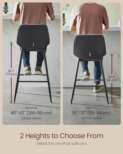 WKGZ INVESTCO Set of 2 Counter Height Bar Stools with Back, 24.4-Inch Tall, Ink Black