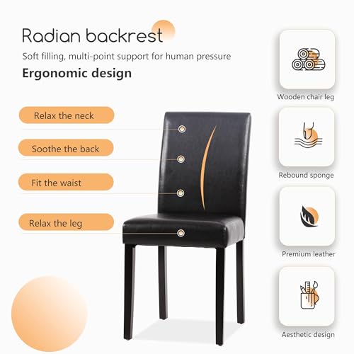 Set of 4 Upholstered PU Leather Dining Chairs for Home Kitchen Restaurant