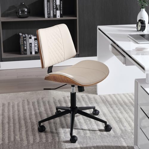 Armless Office Chair with Wheels and Adjustable Height