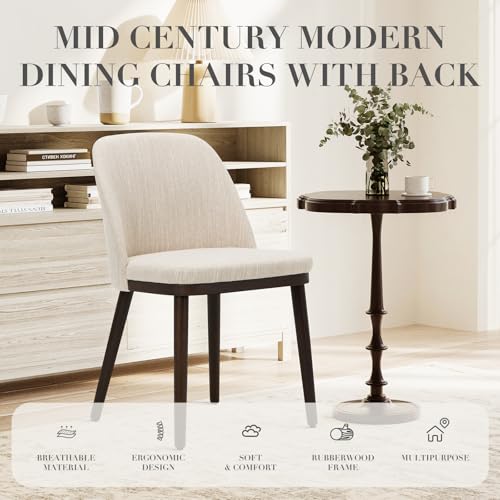 COLAMY 4-Piece Beige Upholstered Dining Chair Set with Wood Legs