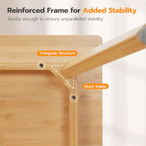 HOOBRO 27.6 Bamboo Square Dining Table for 2 - Versatile for Small Spaces, Easy Assembly, Ideal for Dining Room, Living Room, Kitchen, and Office