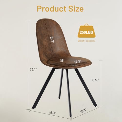 Set of 4 Brown Suede Swivel Dining Chairs with Padded Seats