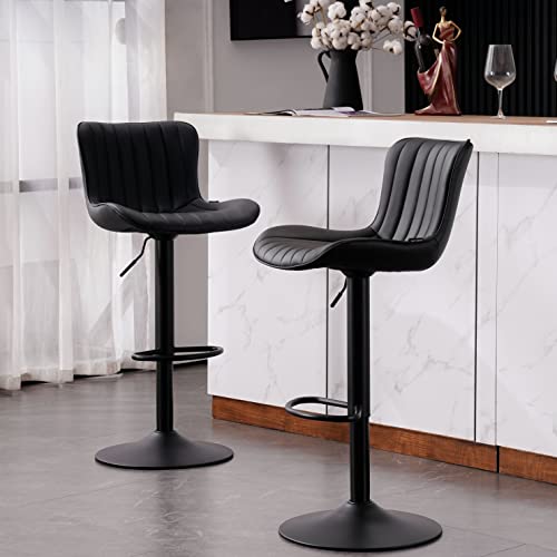 WKGZ INVESTCO 24-Inch Adjustable Black Metal Bar Stools Set of 2 for Kitchen Island