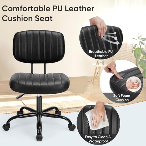 Armless Home Office Desk Chair for Small Spaces