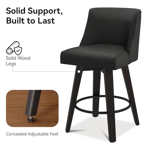 2-Piece Swivel Bar Stool Set for Kitchen Island or Dining Room