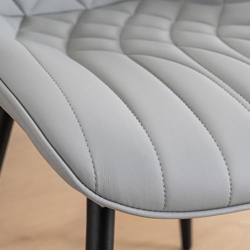 WKGZ INVESTCO Mid-Century Modern Grey Dining Chair Set - Comfortable Faux Leather