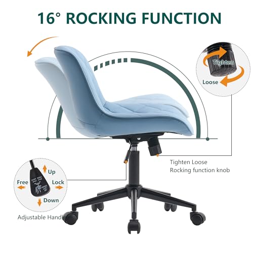 WKGZ INVESTCO Blue Armless Rolling Desk Chair for Home Office